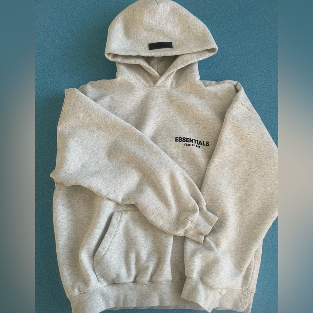Fear of God Essentials Light Gray Crewneck Hoodie
